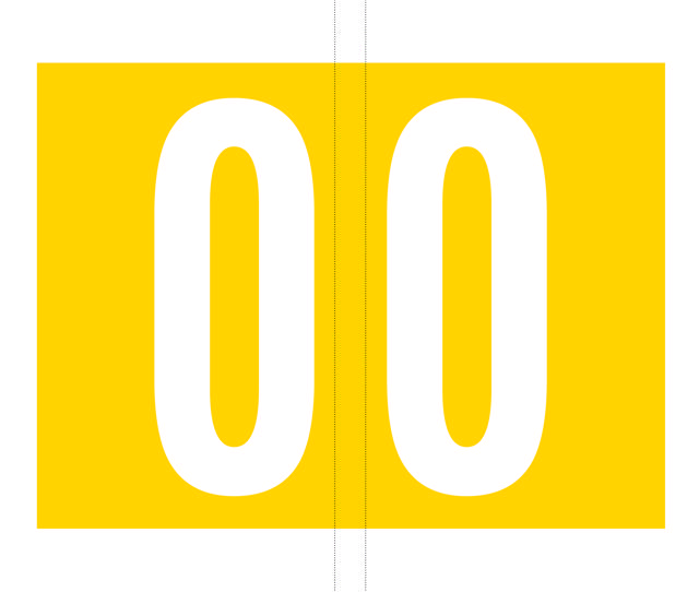 Codetab; roll of 500 x “0”; yellow