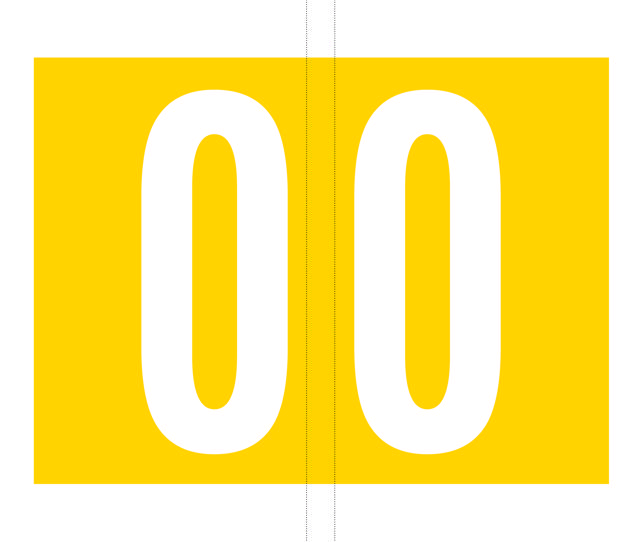 Codetab; bag of 100 x “0”; yellow